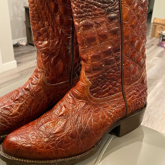 Caiman Embossed Mens Boots (Cognac) - Picture 4 of 4